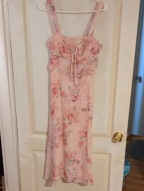 Yumi Kim Blush Floral Tie-Front Midi Dress